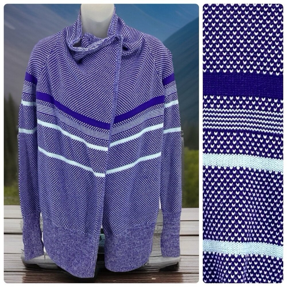 Lululemon Ivivva Girls Kids Wrap Knit Sweater Blue Feelin Toasty Size 14 *read*